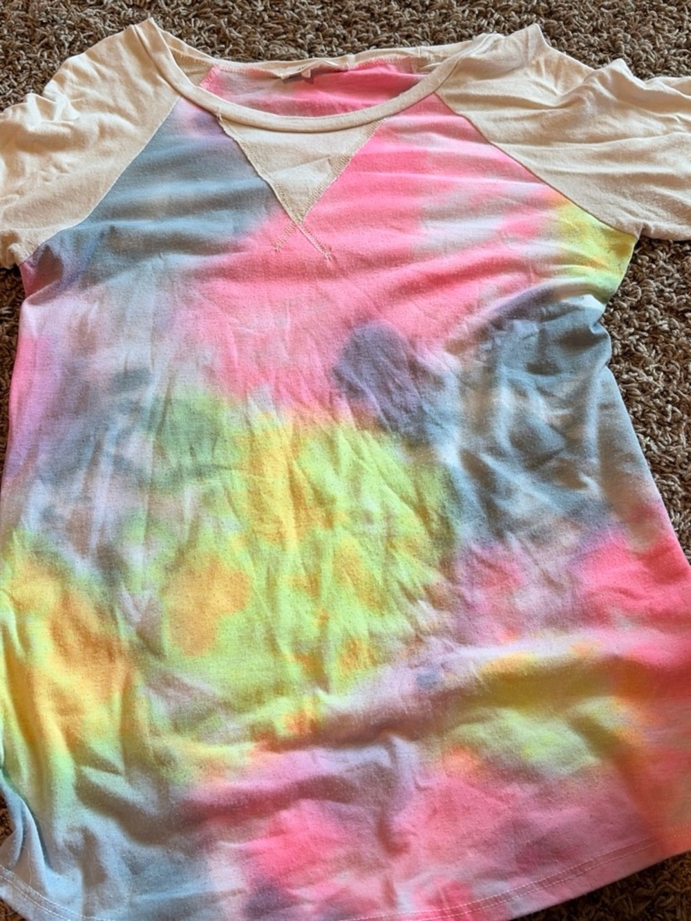 Women’s Short Sleeve Tie-Dye Tee - Cream Multi